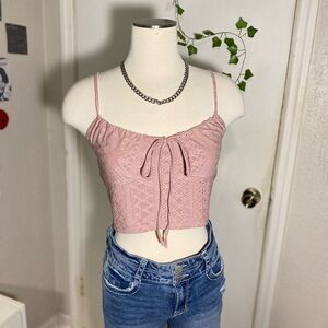 SHEIN Dusty Pink Lace Crop Top